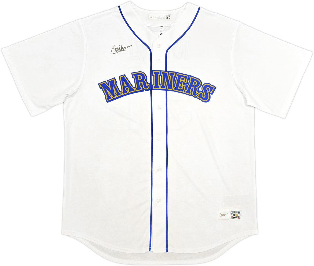 Mariners Ichiro Suzuki Auto White Nike Cooperstown Collect Jersey L HOF 25 BAS