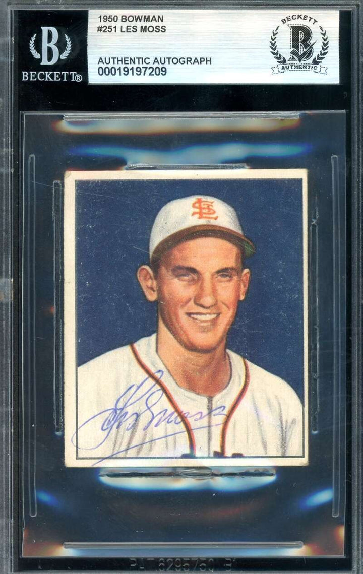 Les Moss Beckett BAS Signed 1950 Bowman Autograph