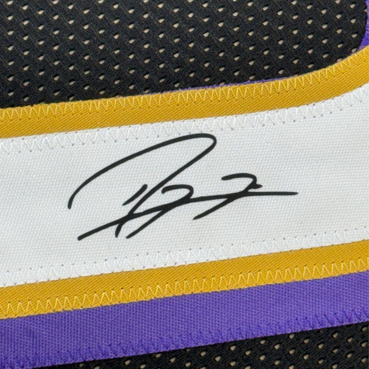 Framed Facsimile Autographed Ray Lewis 33x42 Black Reprint Laser Auto Jersey