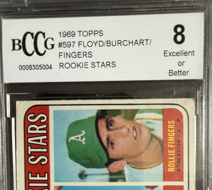 Rollie Fingers 1969 Topps Rookie Stars Card #597 Bccg 8 Graded Ex - Nm HOF