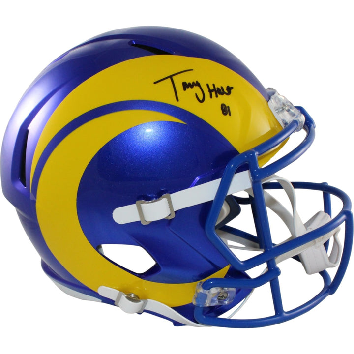 Torry Holt Autographed/Signed Los Angeles Rams F/S Helmet Beckett Witness 56866