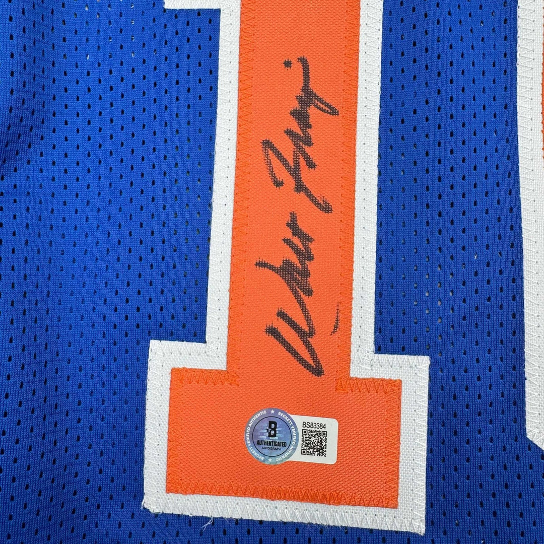 Autographed/Signed WALT FRAZIER New York Blue Jersey PSA/DNA COA Auto