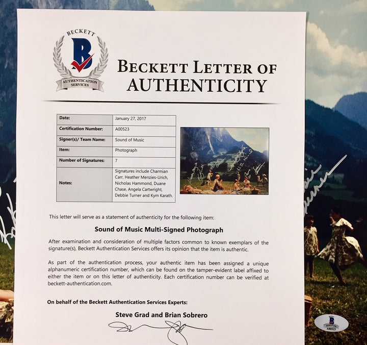 SOUND OF MUSIC Cast Signed 11x14 Photo (7) Autographs ~ Beckett BAS COA LOA