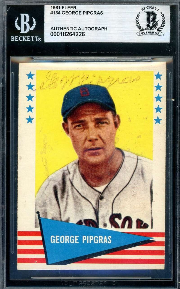 George Pipgras Beckett BAS Signed 1961 Fleer Autograph