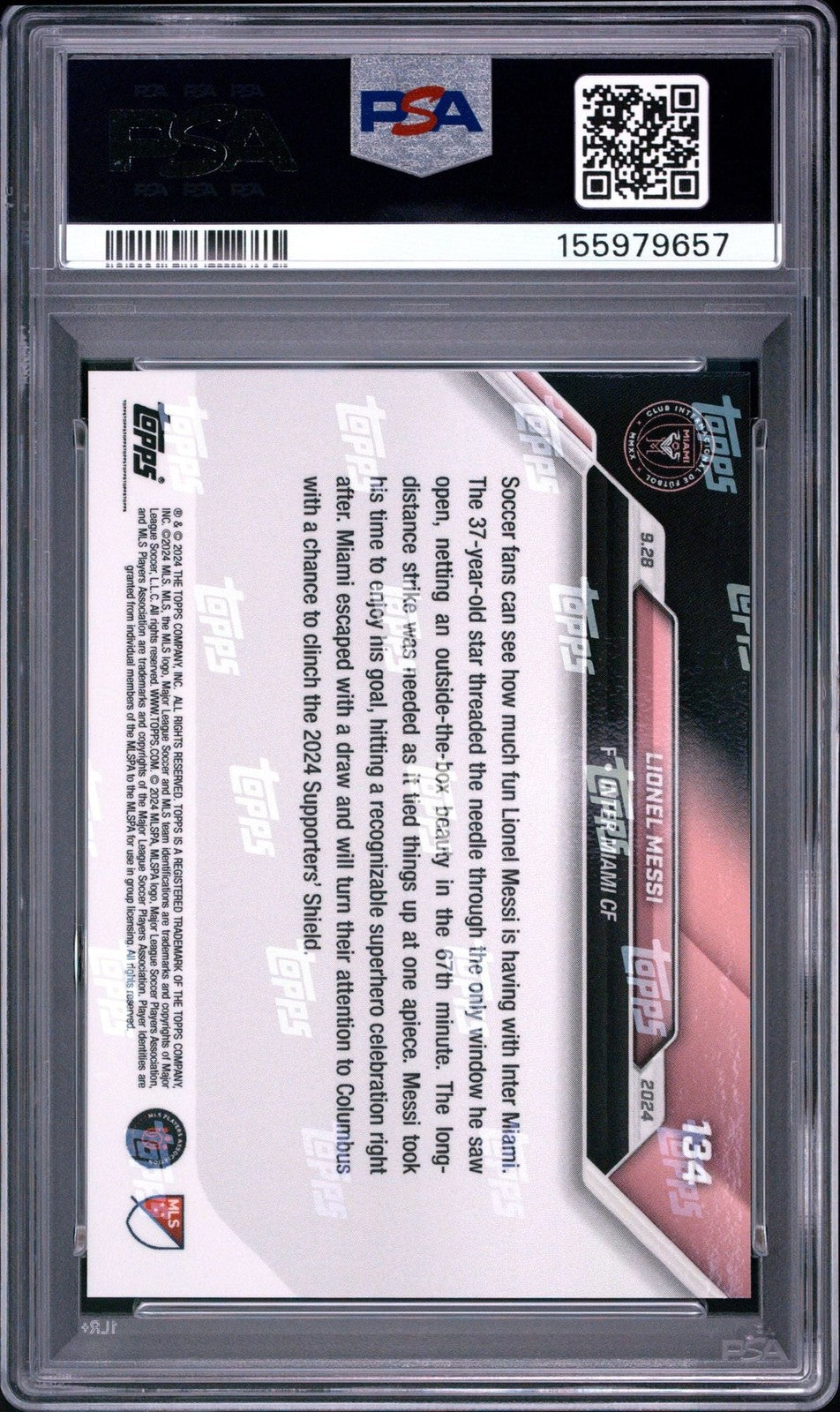 Graded 2024 Topps Now MLS Lionel Messi #134 Soccer Card PSA 10 Gem Mint