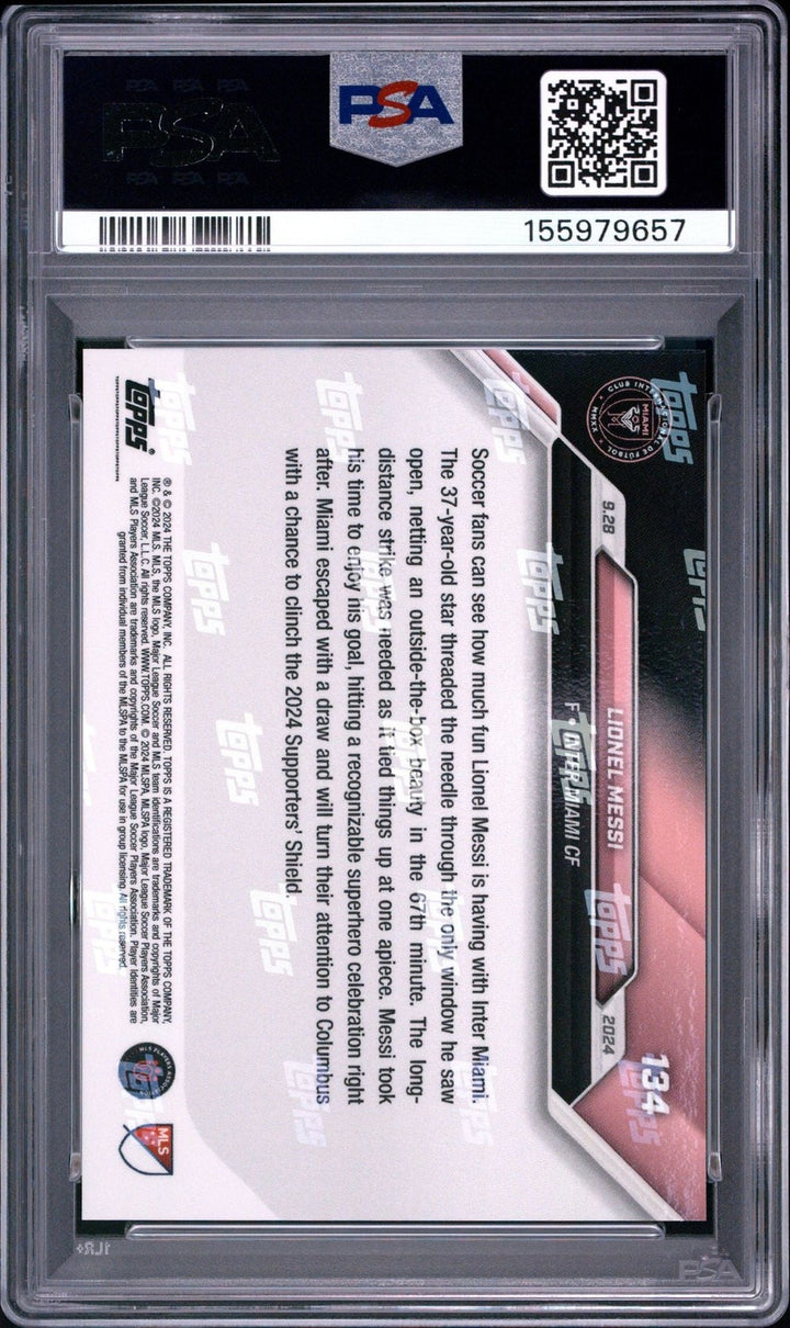 Graded 2024 Topps Now MLS Lionel Messi #134 Soccer Card PSA 10 Gem Mint
