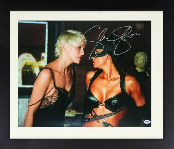 Sharon Stone signed Catwoman 16x20 Photo w/ Halle Berry Framed- PSA ITP Hologram