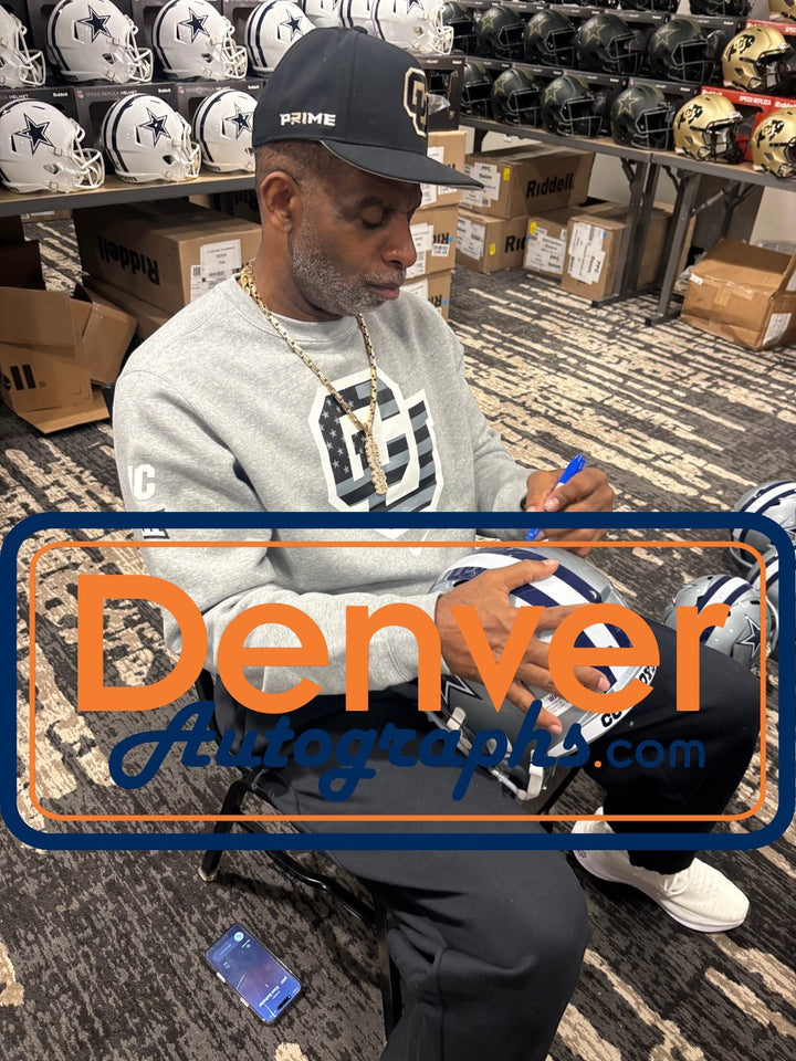 Deion Sanders Autographed Dallas Cowboys F/S Helmet Beckett Witness 55192