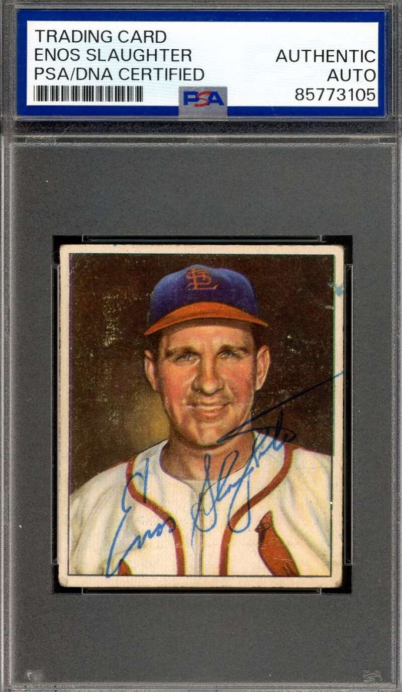 Enos Slaughter PSA DNA Vintage Signed 1950 Bowman Autograph