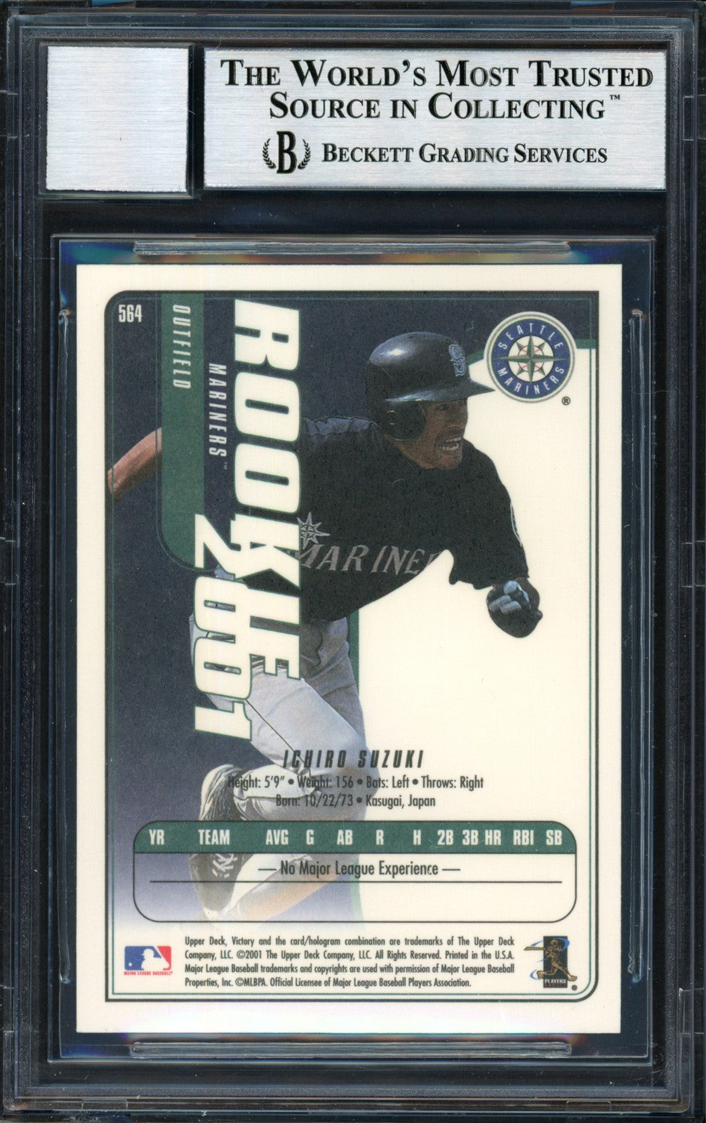 Ichiro Suzuki Signed 2001 Upper Deck Victory RC 564 Mariners Auto 10 Beckett