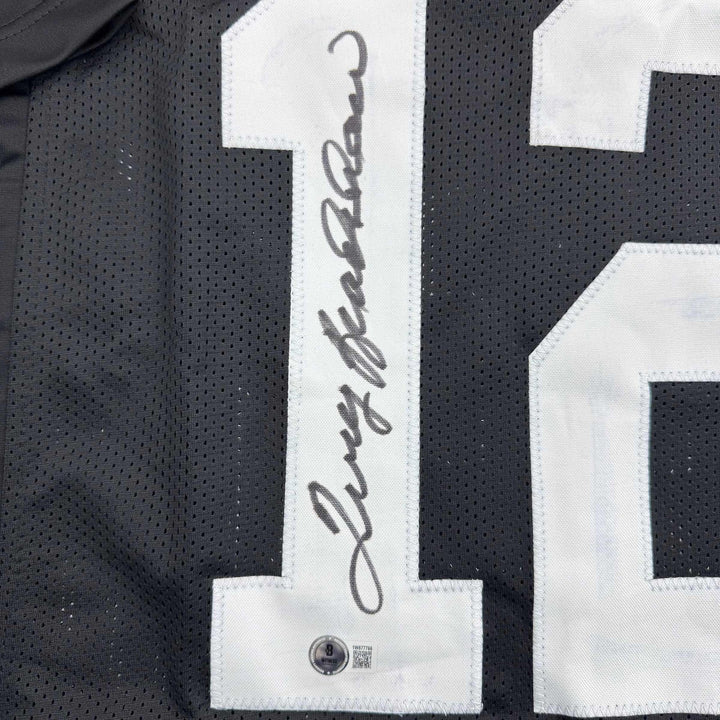 Autographed/Signed Terry Bradshaw Pittsburgh Black Football Jersey Beckett COA