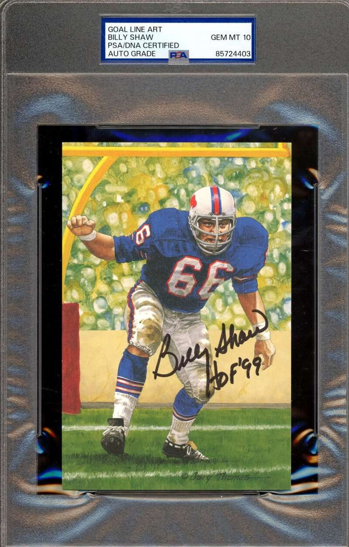 Billy Shaw Gem Mint 10 PSA DNA Coa Signed Goal Line Art Card GLAC Auto HOF 99
