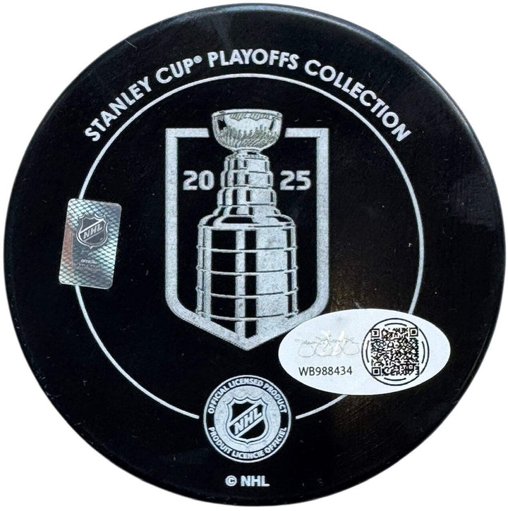 Mackie Samoskevich Signed 2025 Stanley Cup Champions Official Puck (JSA Witness)