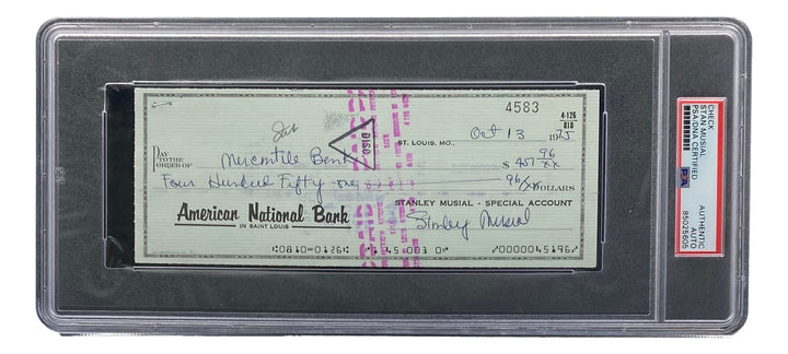 Stan Musial St. Louis Cardinals Signed  Bank Check PSA/DNA 85025605