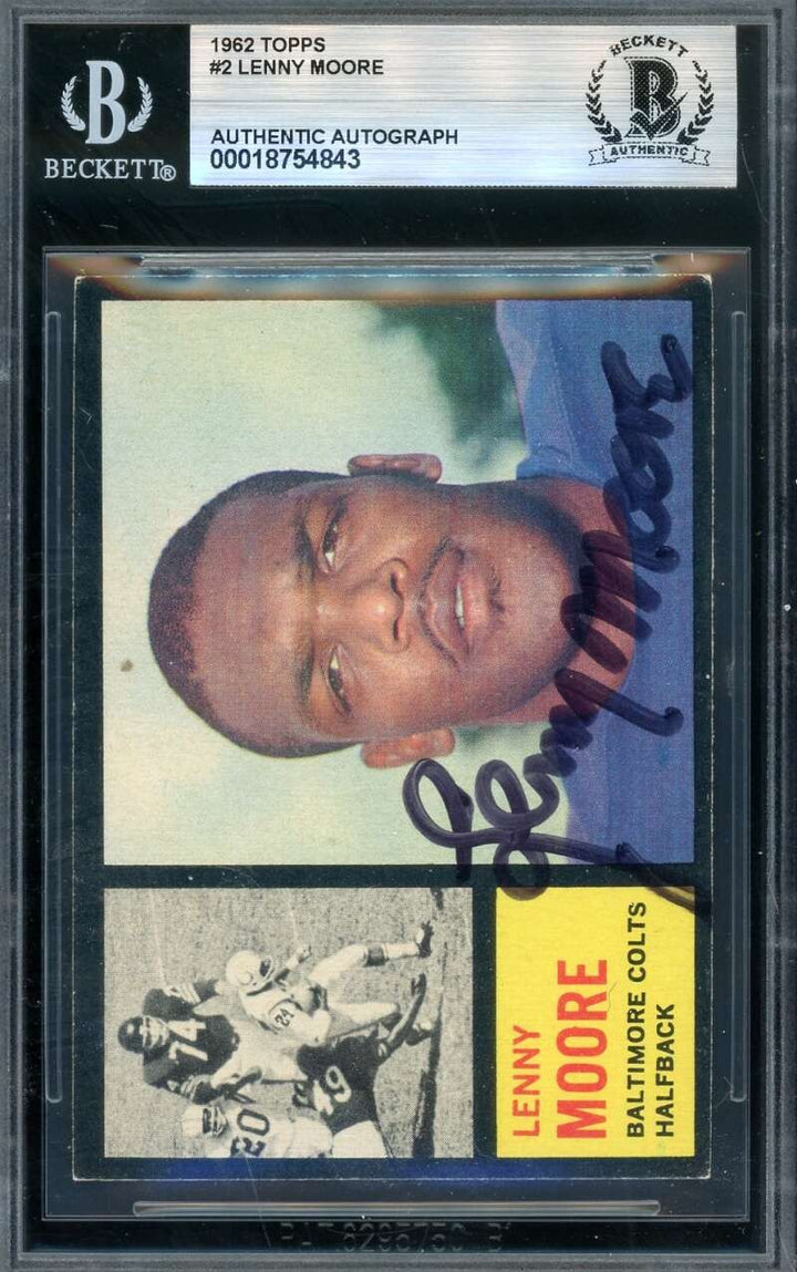 Lenny Moore Beckett BAS  Signed 1962 Topps Autograph Colts