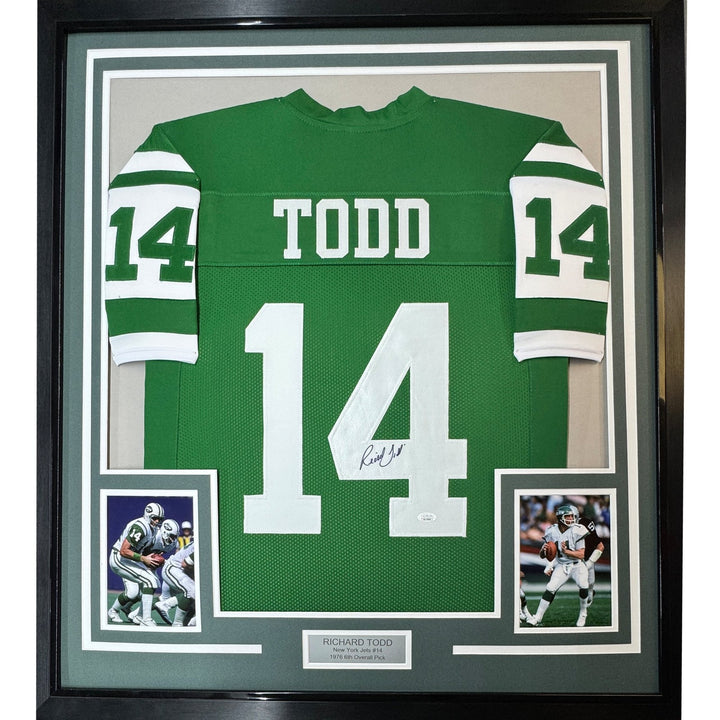 Framed Autographed/Signed Richard Todd 33x42 New York Green Jersey JSA COA