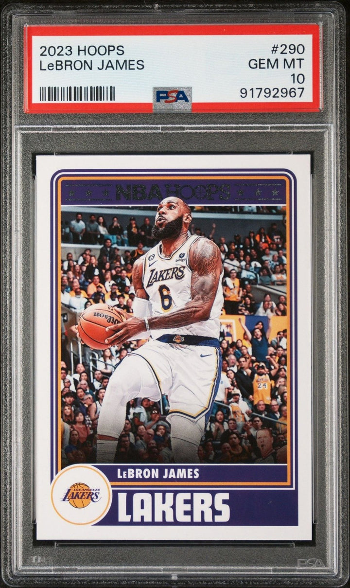 Graded 2023 Panini NBA Hoops LeBron James #290 Basketball Card PSA 10 Mint