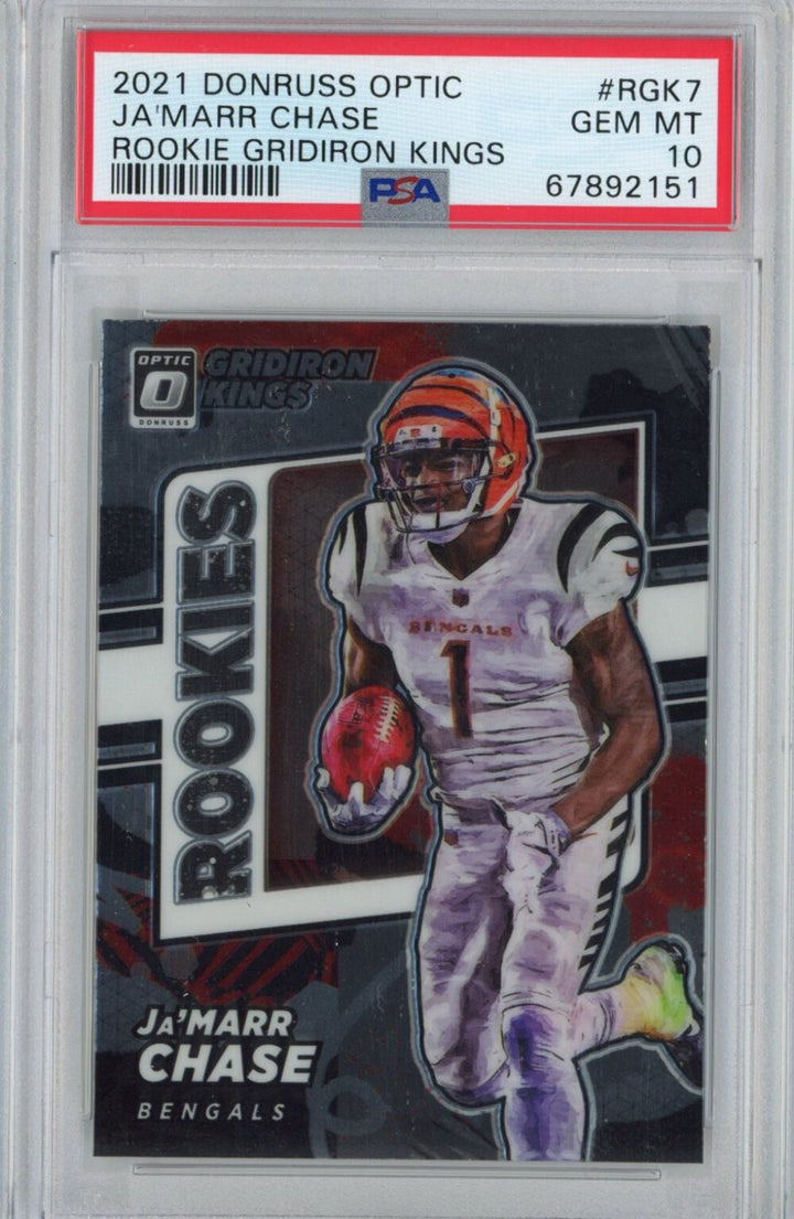 Graded 2021 Donruss Optic Ja'Marr Chase #RGK7 Gridiron Kings Rookie Card PSA 10