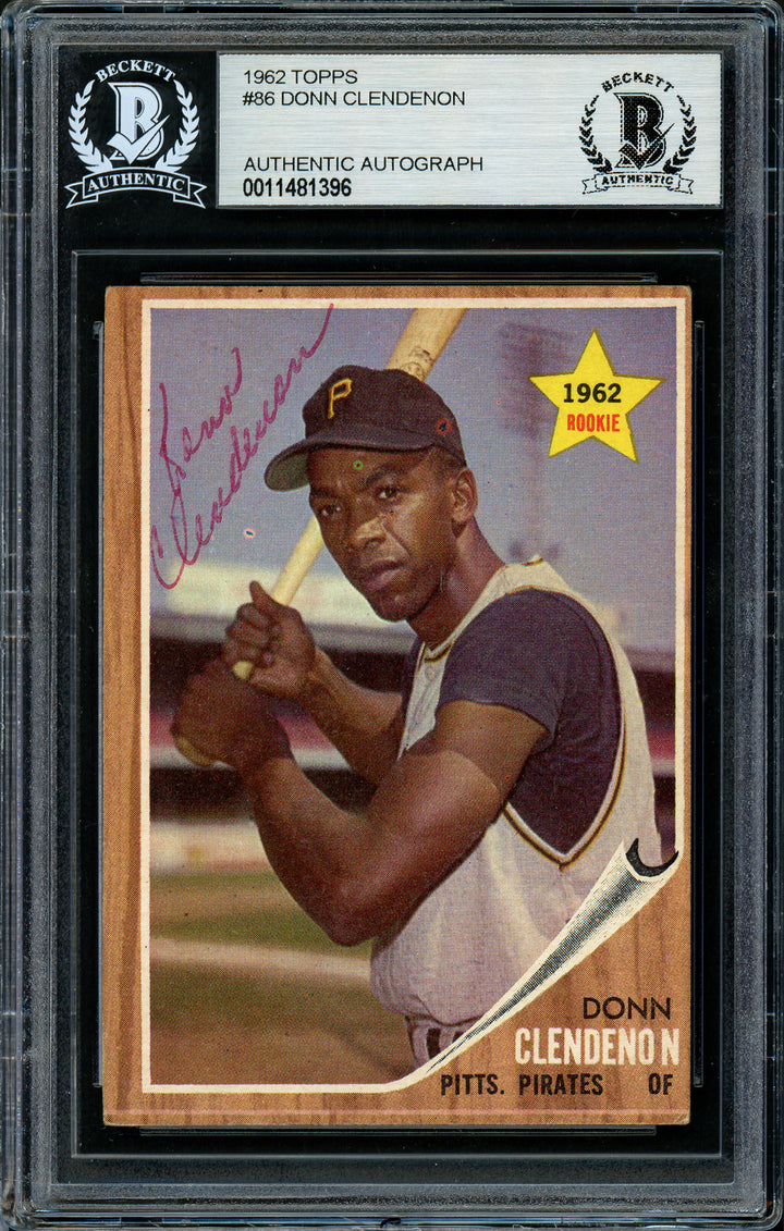 Donn Clendenon Signed 1962 Topps RC 86 Pittsburgh Pirates Beckett