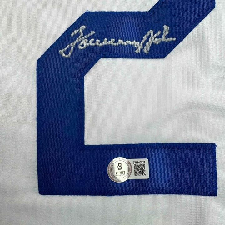 Framed Autographed/Signed Tommy John 35x39 Los Angeles White Jersey Beckett COA