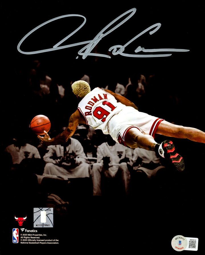 Dennis Rodman Signed 8X10 Photo Chicago Bulls Beckett BAS Witness