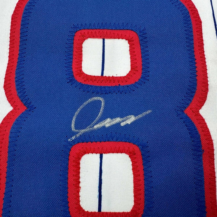 Framed Autographed/Signed Shota Imanaga 35x39 Pinstripe Jersey Beckett COA