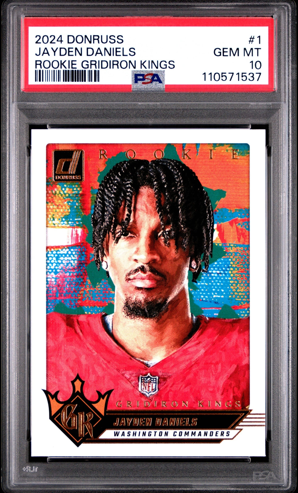 Graded 2024 Donruss Jayden Daniels #1 Rookie Gridiron Kings Football Card PSA 10