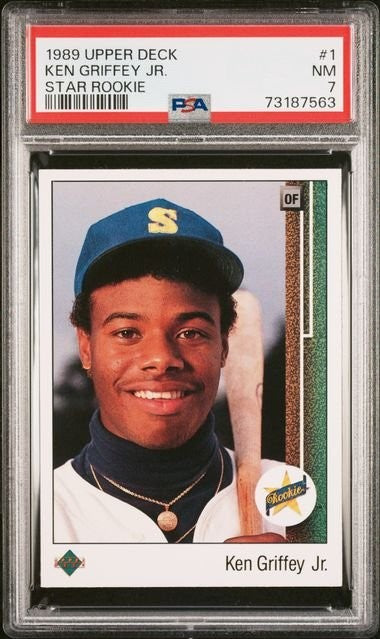 Graded 1989 Upper Deck Star Rookie Ken Griffey Jr. THEKID Rookie Card PSA 7