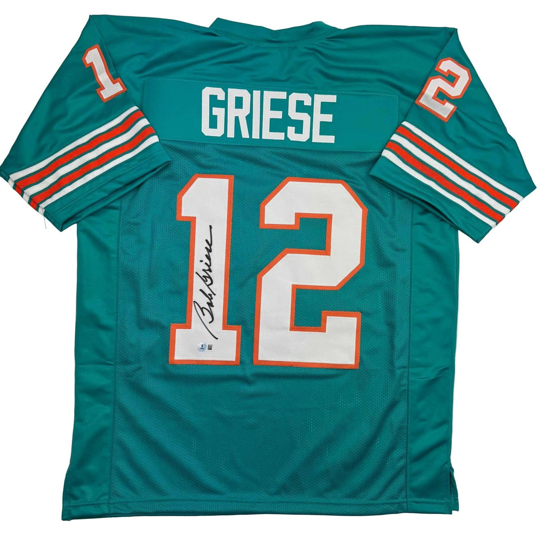 Autographed/Signed BOB GRIESE Miami Teal Football Jersey JSA COA Auto