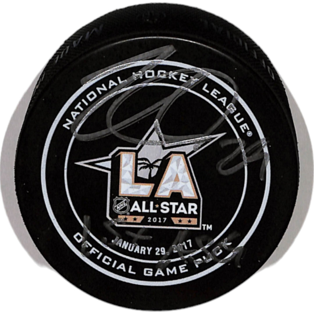 Nate MacKinnon Signed Colorado Avalanche '17 ASG Insc. Hockey Puck JSA 43456