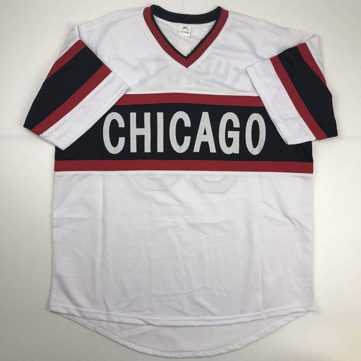 Autographed/Signed FRANK THOMAS Chicago Retro White Jersey JSA COA Auto