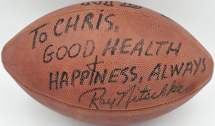Ray Nitschke Auto NFL Wilson Leather Game Football Green Bay Packers Chris BAS