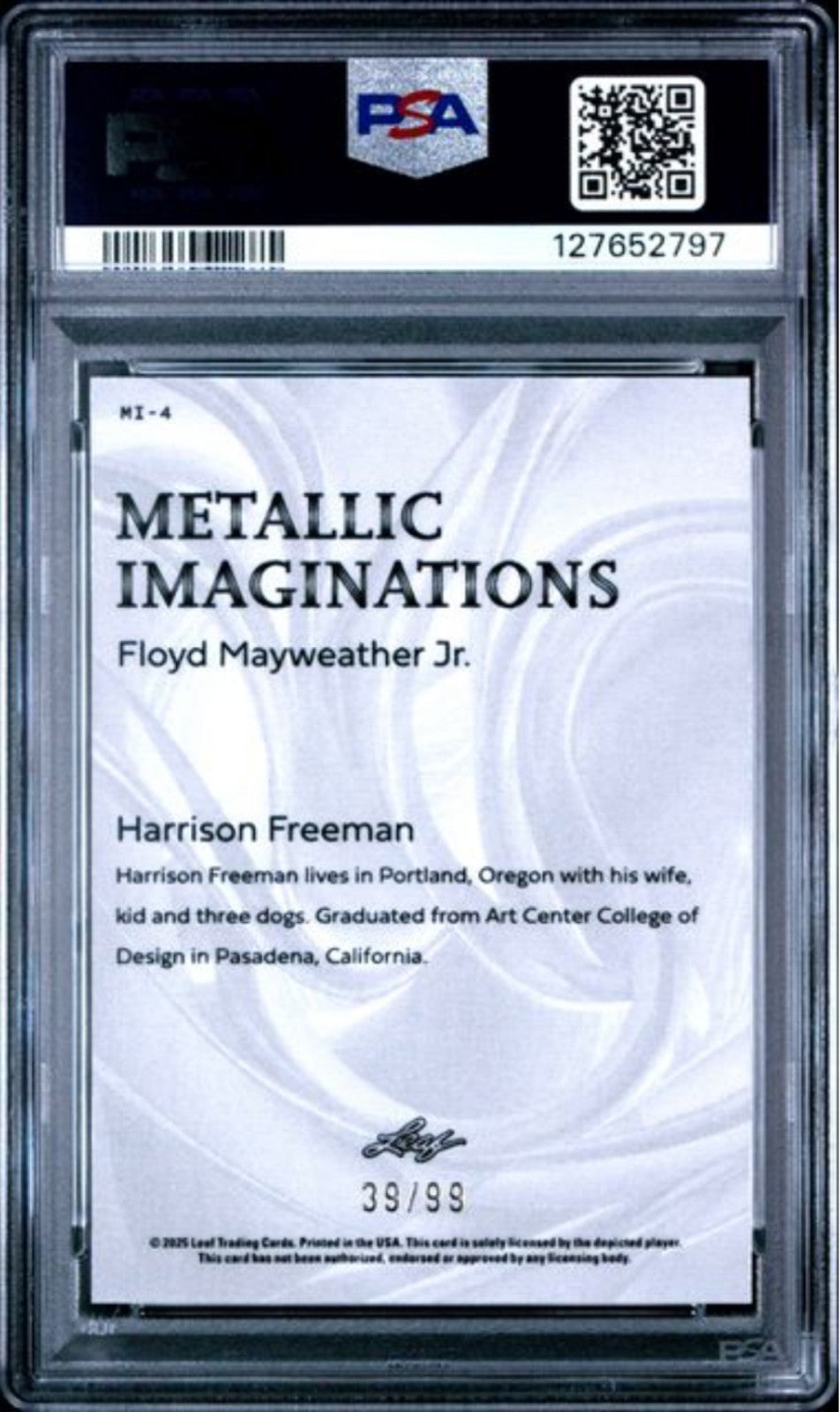 Graded 2025 Leaf Floyd Mayweather Jr #MI4 Metallic Series 2 Gold /99 Card PSA 10
