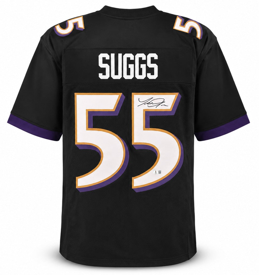 Baltimore Ravens Terrell Suggs Signed Black Jersey Beckett BAS Witness