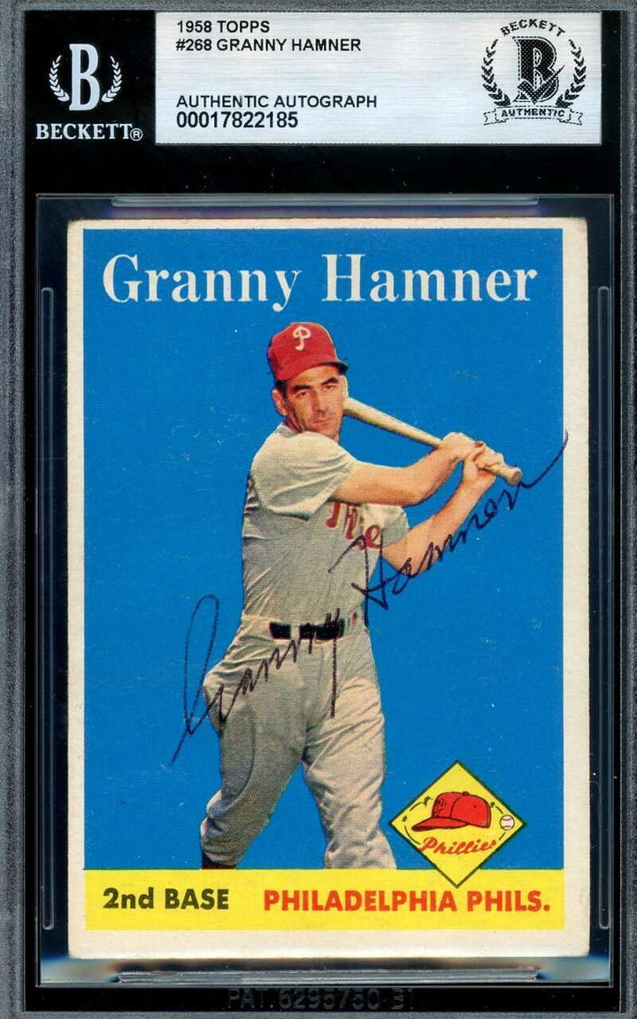 Granny Hamner Beckett BAS Signed 1958 Topps Autograph