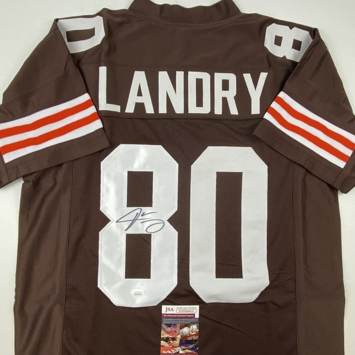 Autographed/Signed JARVIS LANDRY Cleveland Brown Football Jersey JSA COA Auto