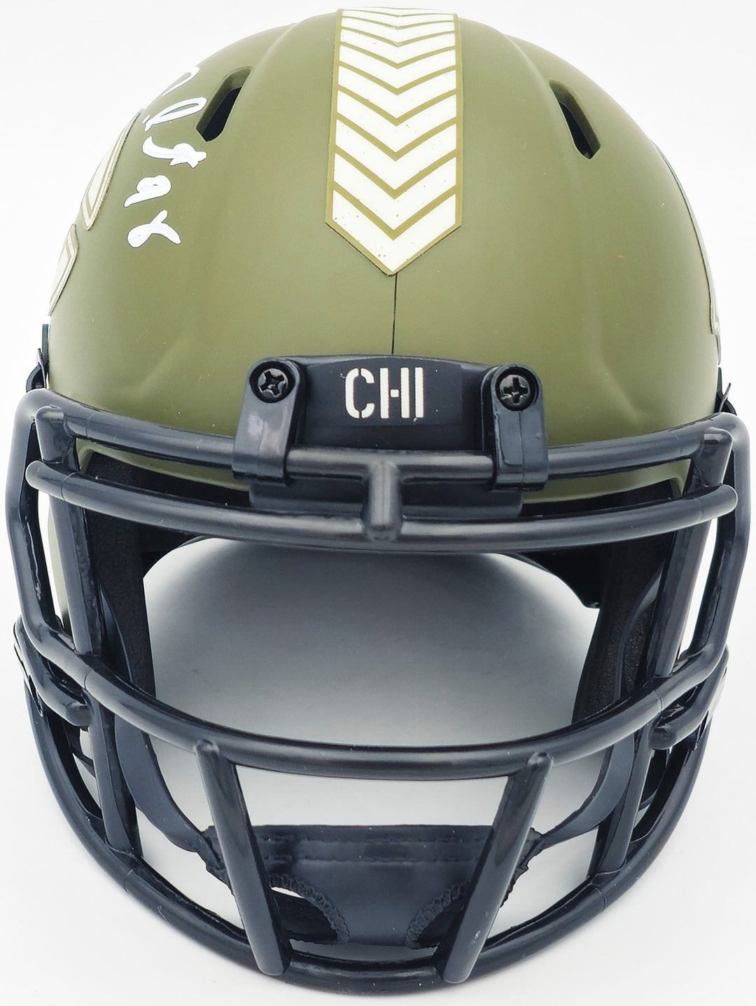 Montez Sweat Signed Bears Army Green Salute to Service Speed Mini Helmet JSA