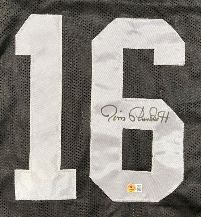 Jim Plunkett Oakland Signed Black Football Jersey BAS