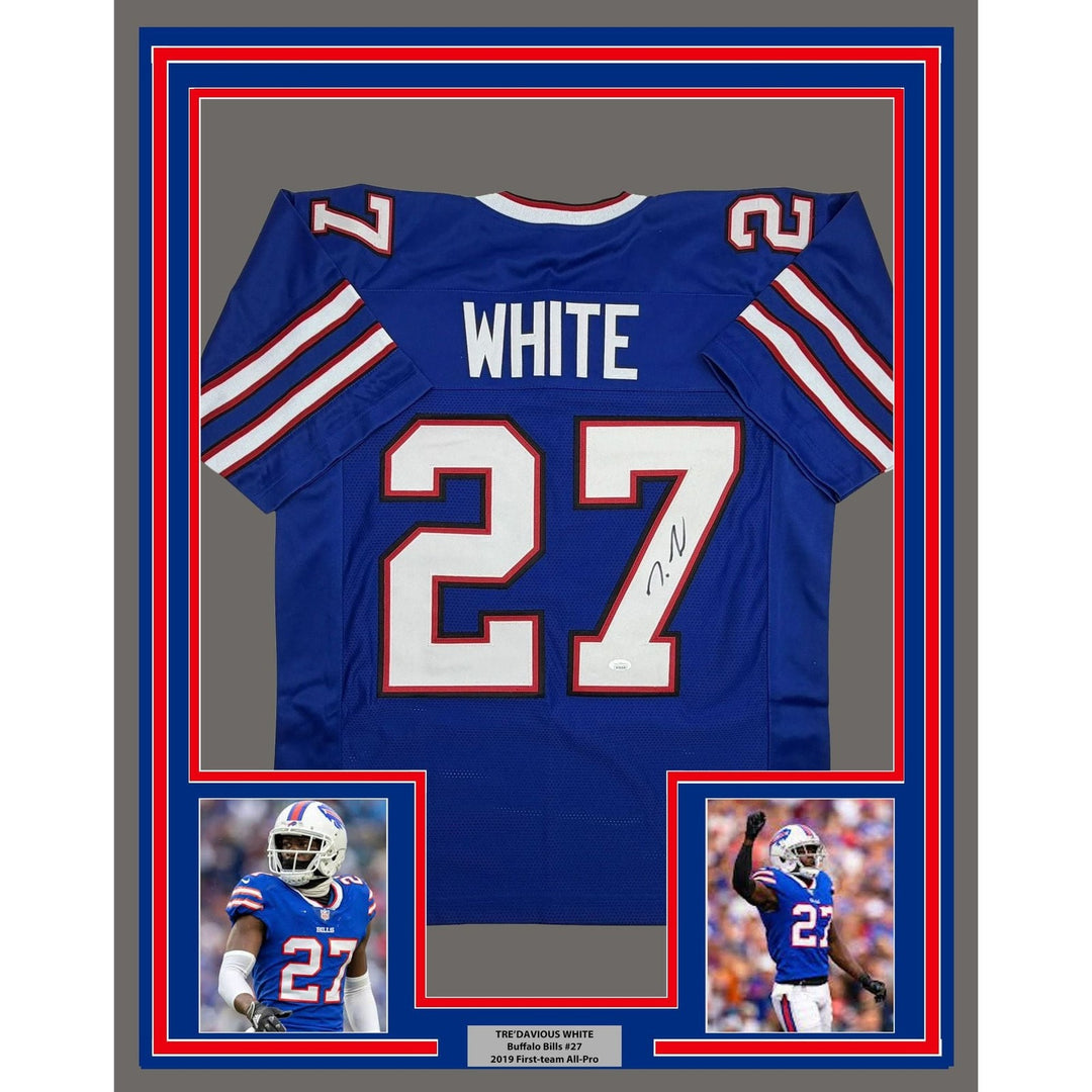 Framed Autographed/Signed Tre'Davious White 35x39 Buffalo Jersey JSA COA