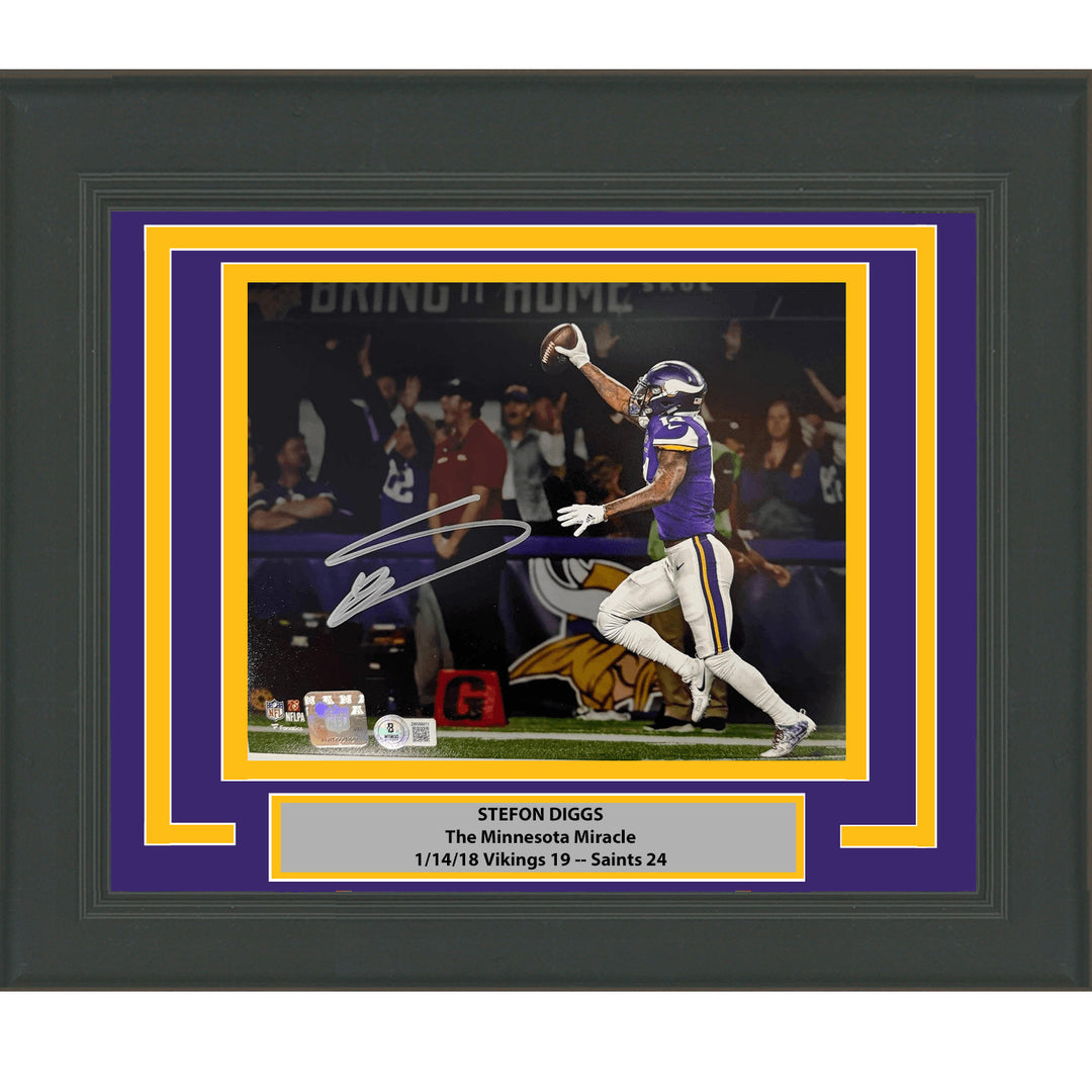 Framed Autographed Stefon Diggs Minneapolis Miracle 16x20 Photo BAS COA