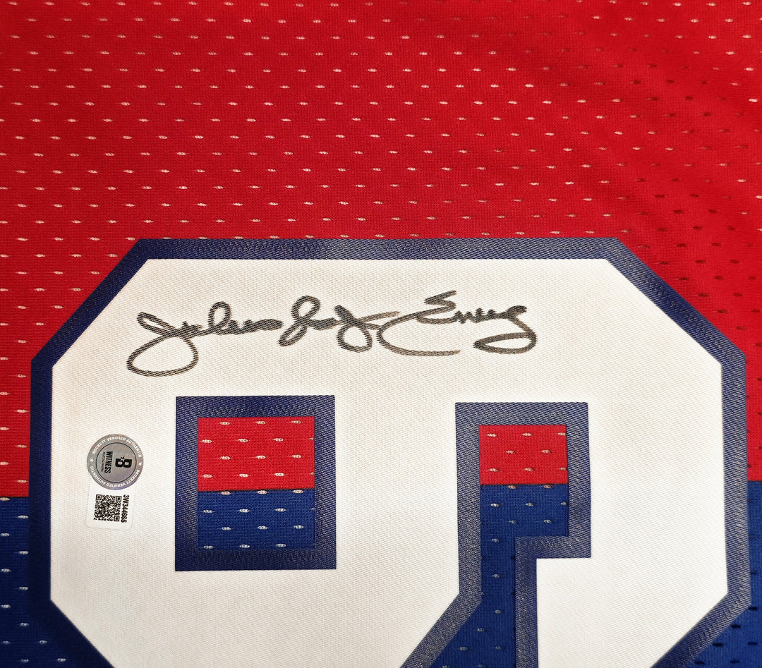 76ers Julius Dr J Erving Auto Red Blue Mitchell Ness 82-83 Swingman Jersey L BAS
