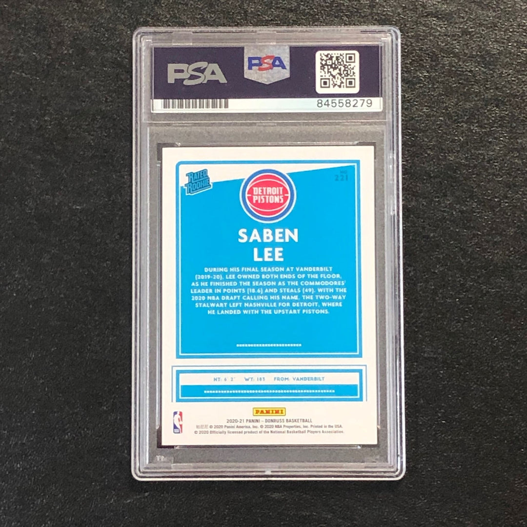 2020-21 Donruss Rated Rookie #221 Saben Lee Signed Card AUTO PSA Slabbed Pistons
