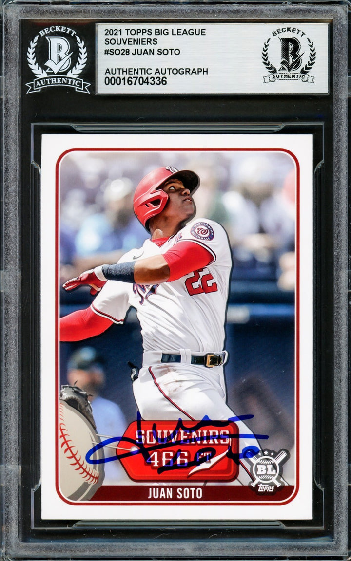 Juan Soto Signed 2021 Topps Big League Souvenirs Card SO-28 Mets Beckett