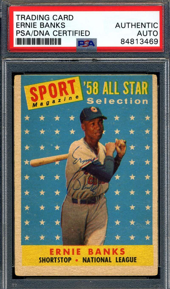 Ernie Banks PSA DNA Signed 1958 Topps All Star Autograph