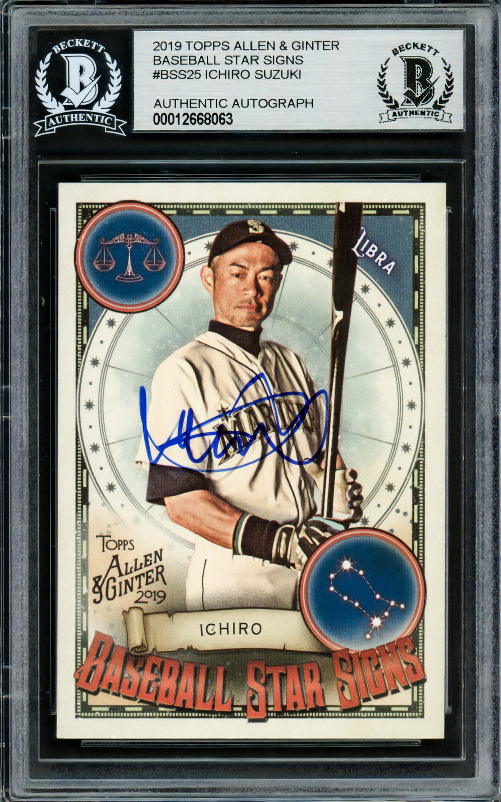 Ichiro Suzuki Auto 2019 Topps Allen Ginter Baseball Star Signs Card BSS-25 BAS