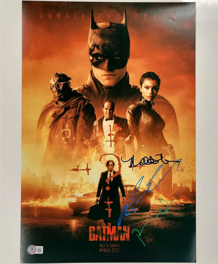 Colin Farrell + Ramos + Dano signed The Batman 12x18 photo autograph Beckett BAS