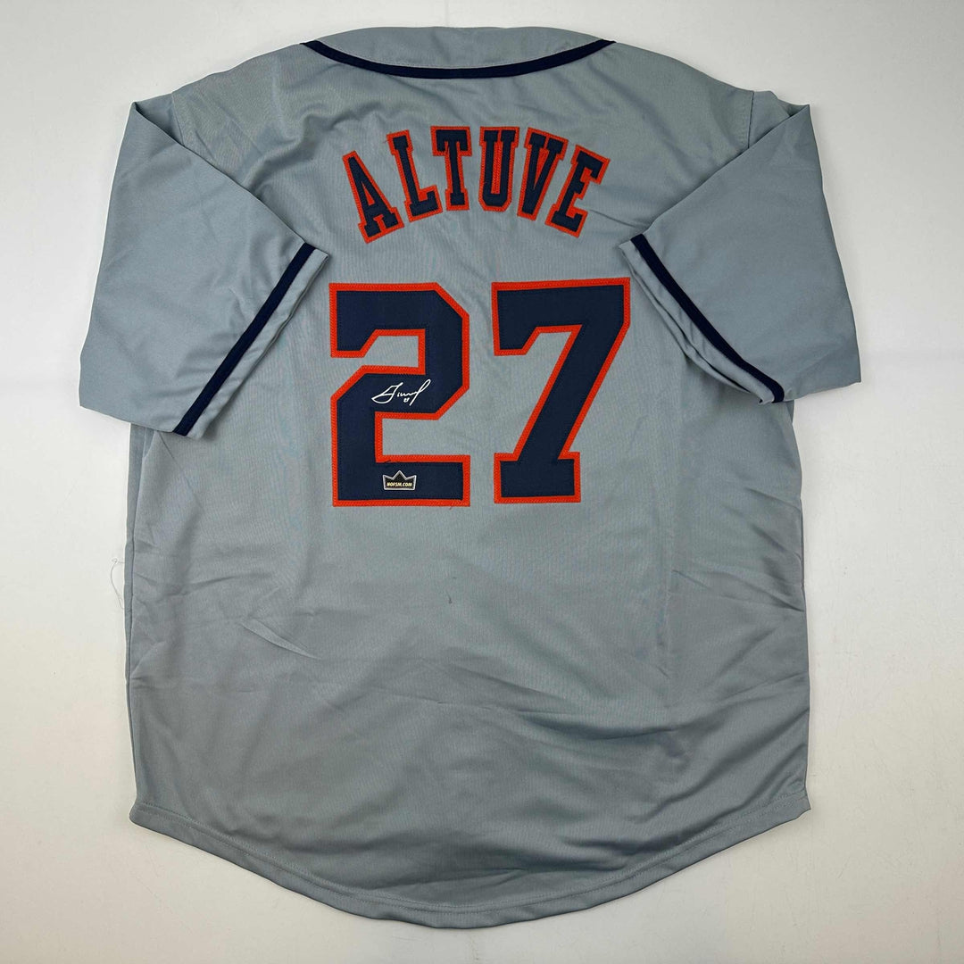 Facsimile Autographed Jose Altuve Houston Grey Reprint Jersey Size Men's XL