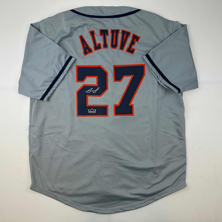 Facsimile Autographed Jose Altuve Houston Grey Reprint Jersey Size Men's XL