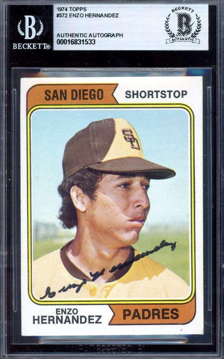 Enzo Hernandez Beckett BAS Signed 1974 Topps Autograph
