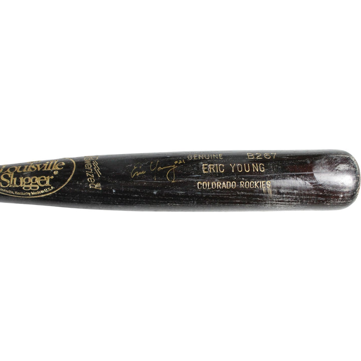 Eric Young Signed Colorado Rockies Game Used Louisville Slugger Broken Bat 53928